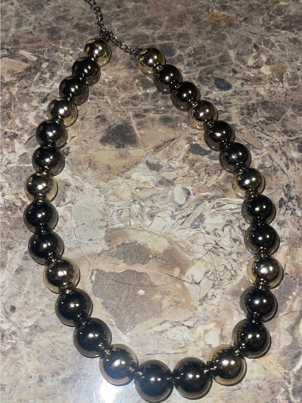 Gold and Black Beaded Statement Necklace - Women Jewelry